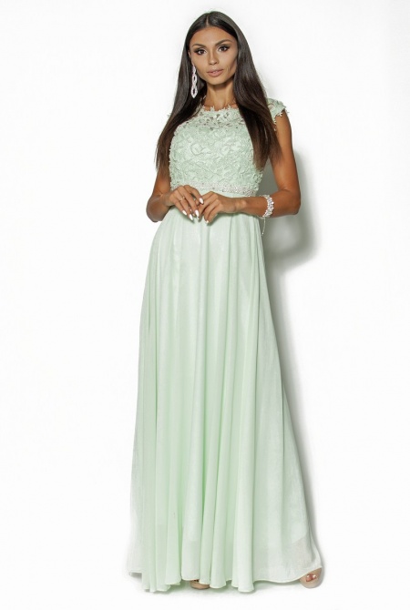 Elegancka sukienka z perełkami w kolorze pistacjowym Model:IP-3358