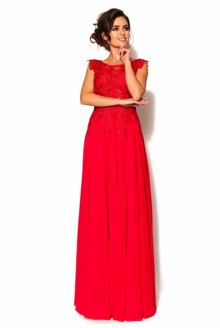 Efektowna sukienka maxi w kolorze czerwonym MODEL: PW-3933