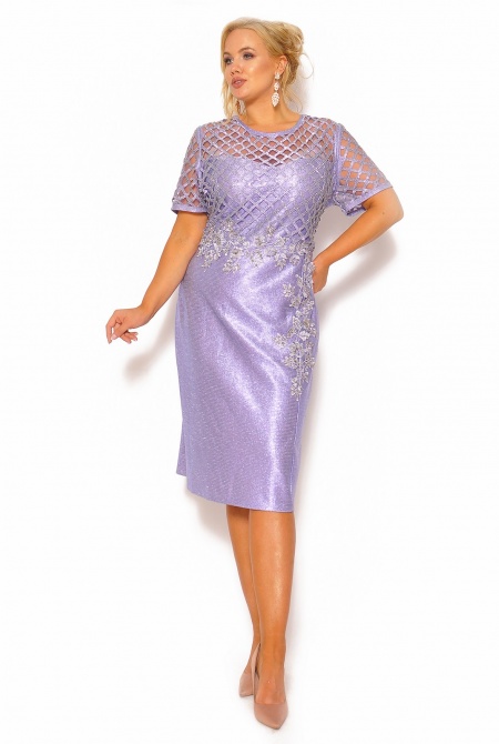 Elegancka sukienka z krótkim rękawkiem w kolorze fioletowym Model: CU-4734