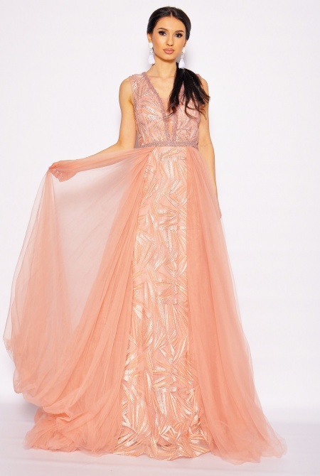 Sukienka maxi 2w1 w kolorze brzoskwini. Model: PW-7021