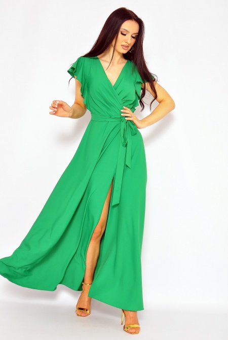 Sukienka maxi motylek w kolorze zielonym. Model: KM-7425