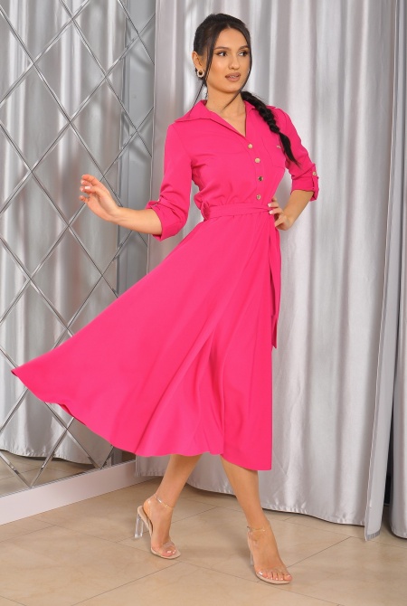 Elegancka sukienka midi w kolorze fuksji. Model: KB-8722