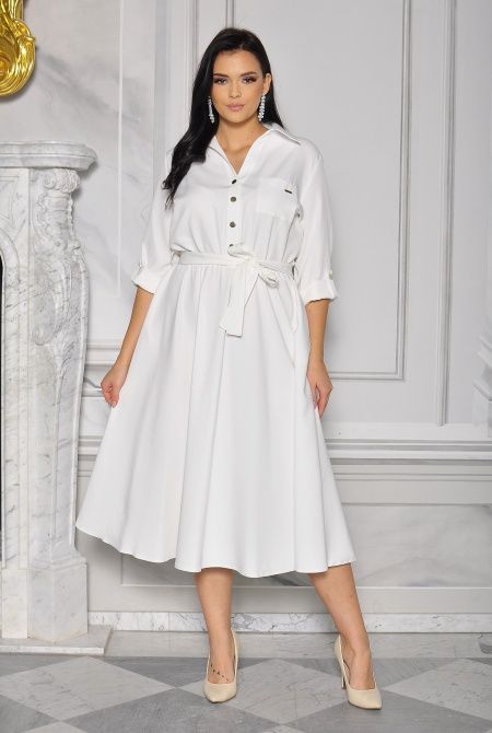 Elegancka sukienka midi w kolorze białym. Model: KB-8725