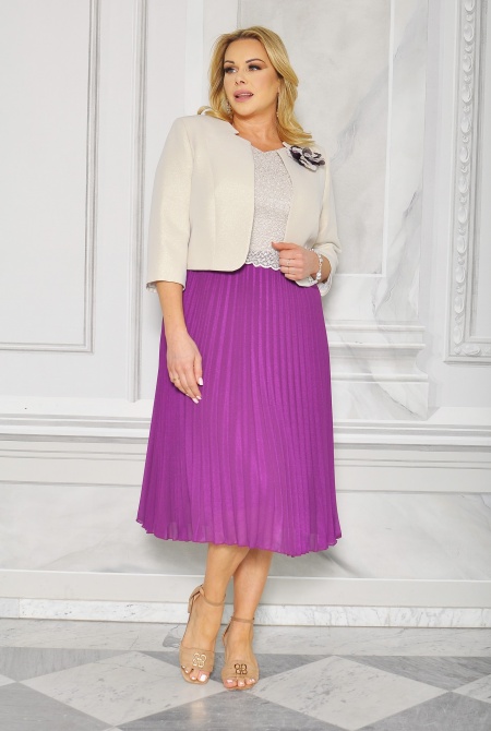 Komplet damski z plisowa spódnicą w kolorze fioletowym.MODEL: EL-8782